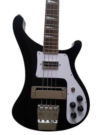 Custom Nova 4003 Black Jetglo Chrome Hardware 4 String Bass White Pickguard