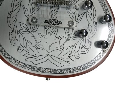 Custom Howlite Casimere Metal Front Engraved Aluminum Plate Guitar - Image 8