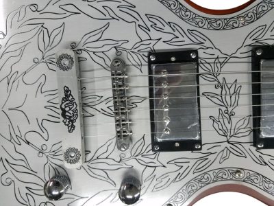 Custom Howlite Casimere Metal Front Engraved Aluminum Plate Guitar - Image 5