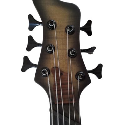 Custom Onyx Patriot Gray Flame Maple 6 String Bass Fanned Fret LED Light - Image 6