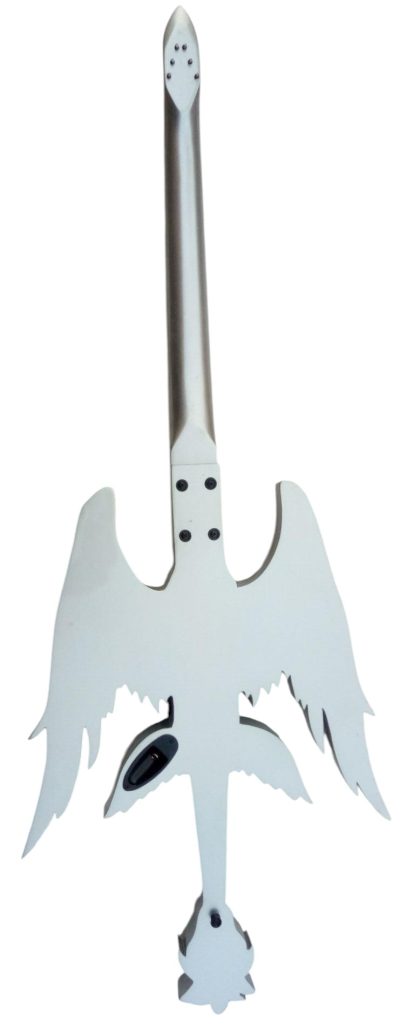 Custom Obsidian Angel Sword Alfee Silver Toshihiko Carved Headless Guitar - Image 5