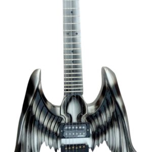 Alternative view of Custom Obsidian Angel Sword Alfee Silver Toshihiko Carved Headless Guitar
