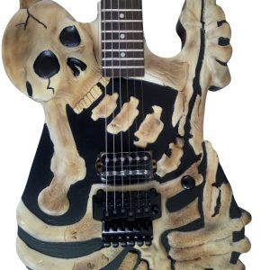 Custom Obsidian George Lynch Skull And Bones Black Hardware Carved Skeleton Guitar