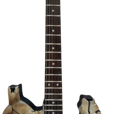 Custom Obsidian George Lynch Skull And Bones Black Hardware Carved Skeleton Guitar - Image 3