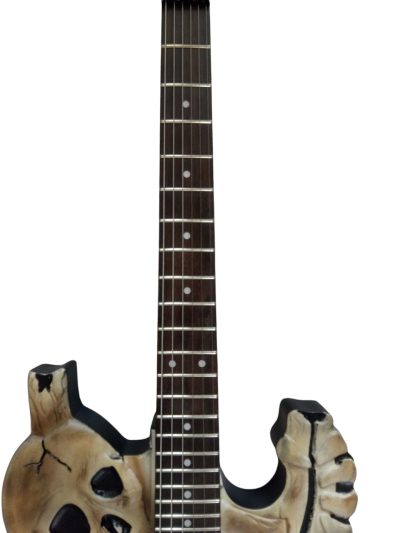 Custom Obsidian George Lynch Skull And Bones Black Hardware Carved Skeleton Guitar - Image 3