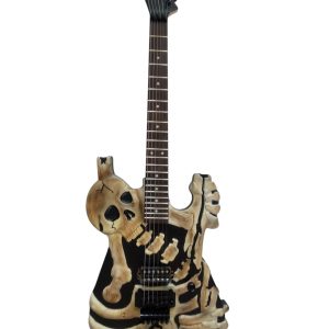 Alternative view of Custom Obsidian George Lynch Skull And Bones Black Hardware Carved Skeleton Guitar