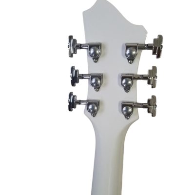 Custom Tourmaline Viking Semi Hollow Body Electric Guitar Crisp White Finish Black Pickguard - Image 8