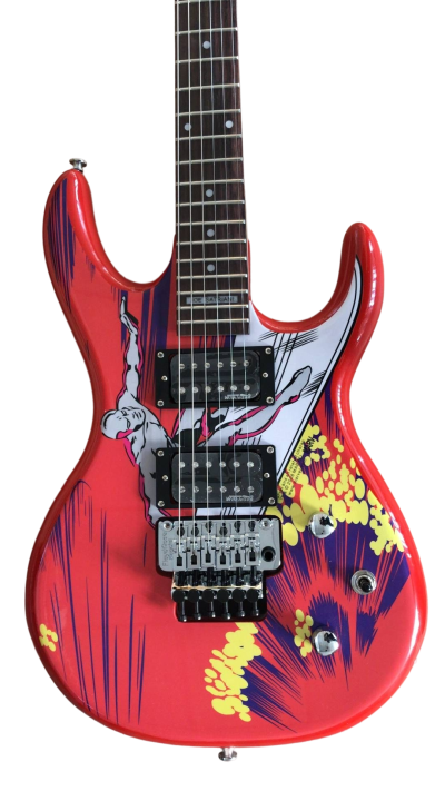 Custom Axis Satriani Red Surfing Alien Graphic Design Guitar