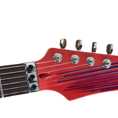 Custom Axis Satriani Red Surfing Alien Graphic Design Guitar - Image 3