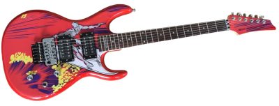 Custom Axis Satriani Red Surfing Alien Graphic Design Guitar - Image 2