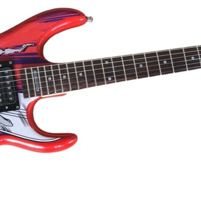 Custom Axis Satriani Red Surfing Alien Graphic Design Guitar - Image 2