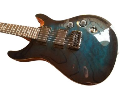 Custom Monarch 24 Blue Gray Burst SE Mark Holcomb Quilted Maple Top Guitar - Image 5