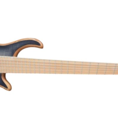 Custom Onyx Patriot Dark Gray Flame Maple 6 String Bass Multi Fanned Fret Maple Fretboard - Image 8