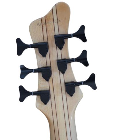 Custom Onyx Patriot Dark Gray Flame Maple 6 String Bass Multi Scale Fanned Fret Maple Fretboard - Image 3