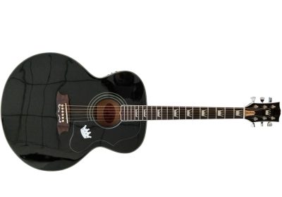 Custom Crown SJ200 Black Fishman EQ Acoustic Electric Guitar Elvis Sitka Spruce Top - Image 3