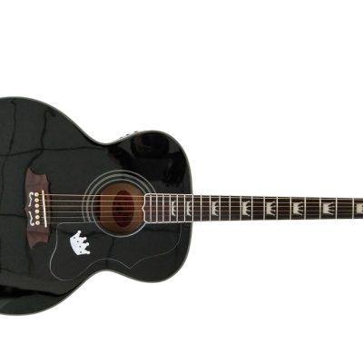Custom Crown SJ200 Black Fishman EQ Acoustic Electric Guitar Elvis Sitka Spruce Top - Image 3