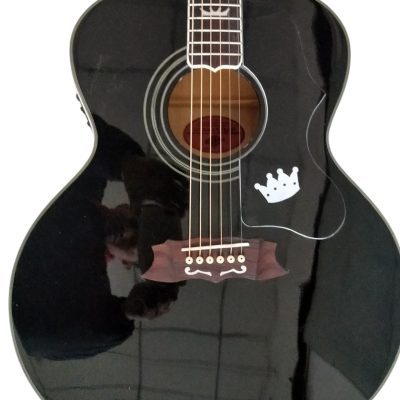 Custom Crown SJ200 Black Fishman EQ Acoustic Electric Guitar Elvis Sitka Spruce Top
