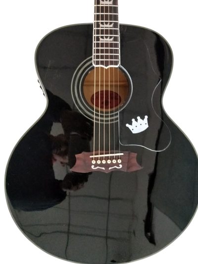 Custom Crown SJ200 Black Fishman EQ Acoustic Electric Guitar Elvis Sitka Spruce Top