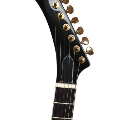 Custom Obsidian Transparent Violet Modernistic Explorer Guitar - Image 4