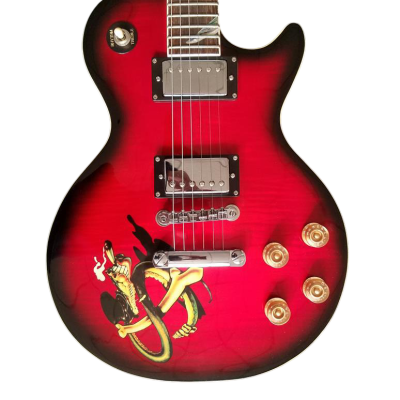 Custom Crown Black Red Burst Flame Maple Top Snakepit Slash Guitar