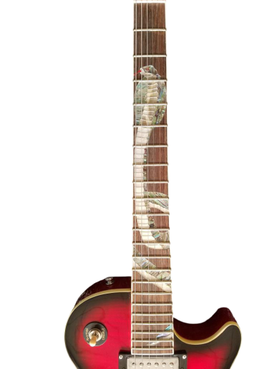 Custom Crown Black Red Burst Flame Maple Top Snakepit Slash Guitar - Image 7