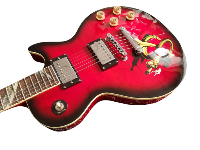Custom Crown Black Red Burst Flame Maple Top Snakepit Slash Guitar - Image 6