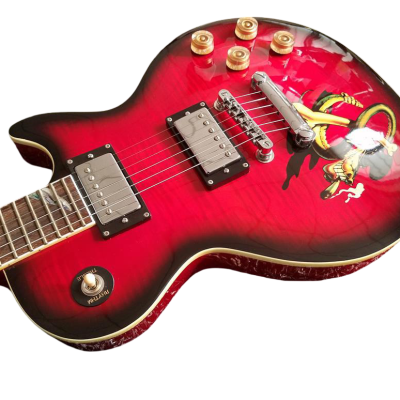 Custom Crown Black Red Burst Flame Maple Top Snakepit Slash Guitar - Image 6