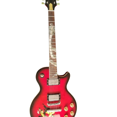 Custom Crown Black Red Burst Flame Maple Top Snakepit Slash Guitar - Image 2