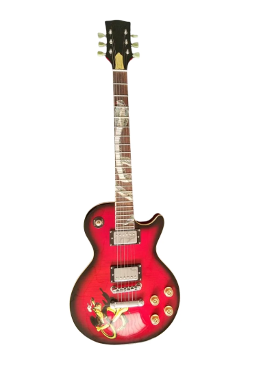 Custom Crown Black Red Burst Flame Maple Top Snakepit Slash Guitar - Image 2