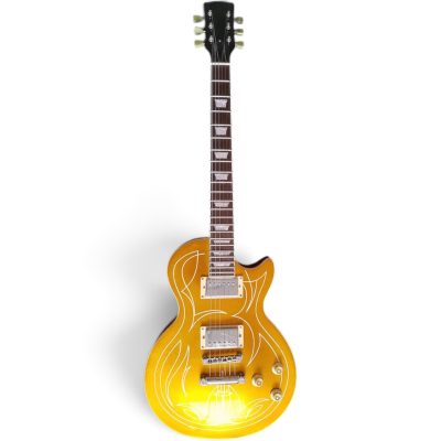 Custom Crown Gold Top Billy Pinstripe 6 String Electric Guitar - Image 2