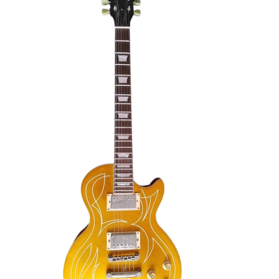 Custom Crown Gold Top Billy Pinstripe 6 String Electric Guitar - Image 4