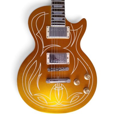 Custom Crown Gold Top Billy Pinstripe 6 String Electric Guitar