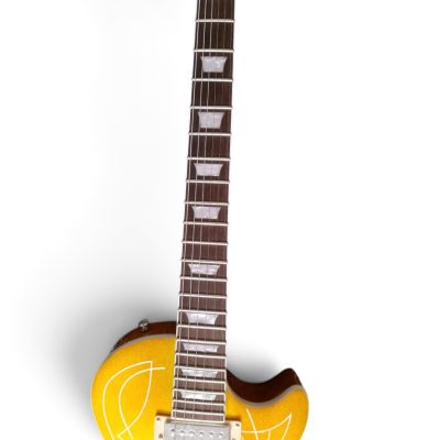 Custom Crown Gold Top Billy Pinstripe 6 String Electric Guitar - Image 5