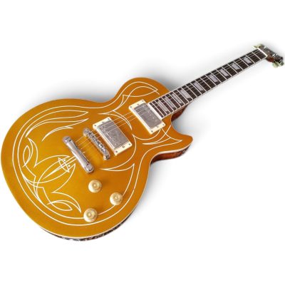 Custom Crown Gold Top Billy Pinstripe 6 String Electric Guitar - Image 6