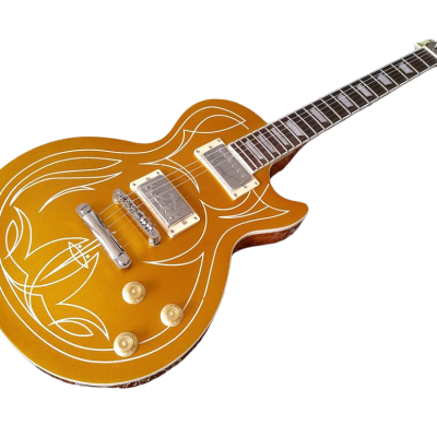 Custom Crown Gold Top Billy Pinstripe 6 String Electric Guitar - Image 6