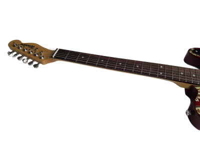 Custom Regent Red Paisley Flower Pattern Rosewood Fretboard Guitar - Image 5