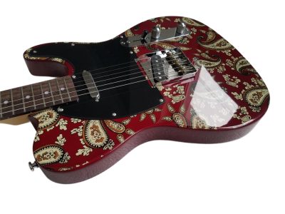 Custom Regent Red Paisley Flower Pattern Rosewood Fretboard Guitar - Image 4