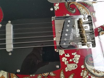 Custom Regent Red Paisley Flower Pattern Rosewood Fretboard Guitar - Image 11