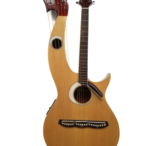 Custom Eclipse Harp Double Neck Natural Finish 6 String Acoustic Guitar 6 Sting Harp