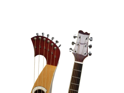 Custom Eclipse Harp Double Neck Natural Finish 6 String Acoustic Guitar 6 Sting Harp - Image 12