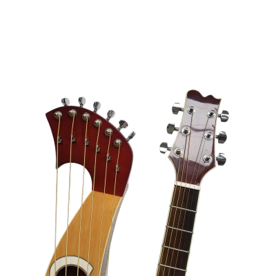 Custom Eclipse Harp Double Neck Natural Finish 6 String Acoustic Guitar 6 Sting Harp - Image 12