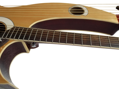Custom Eclipse Harp Double Neck Natural Finish 6 String Acoustic Guitar 6 Sting Harp - Image 11
