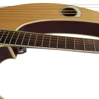 Custom Eclipse Harp Double Neck Natural Finish 6 String Acoustic Guitar 6 Sting Harp - Image 11