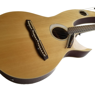 Custom Eclipse Harp Double Neck Natural Finish 6 String Acoustic Guitar 6 Sting Harp - Image 10