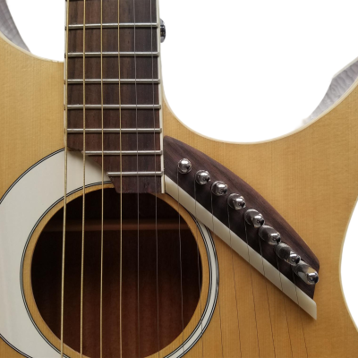 Custom Eclipse Harp Double Neck Natural Finish 6 String Acoustic Guitar 6 Sting Harp - Image 9