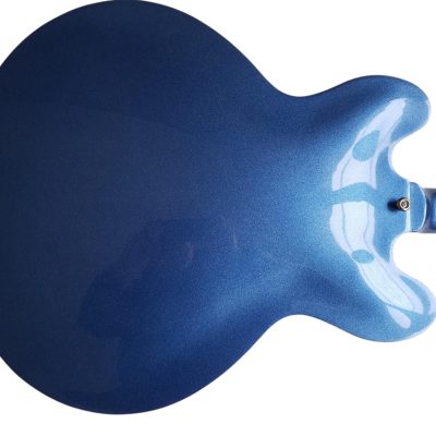 Custom Crown DG335 Pelham Blue Diamond Guitar White Pickup Rings - Image 5