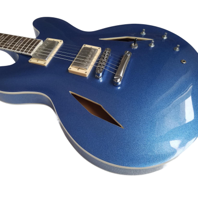 Custom Crown DG335 Pelham Blue Diamond Guitar White Pickup Rings - Image 9