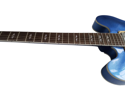 Custom Crown DG335 Pelham Blue Diamond Guitar White Pickup Rings - Image 8