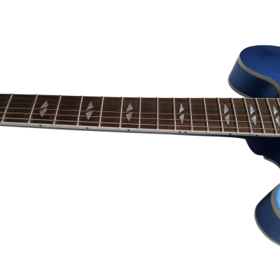 Custom Crown DG335 Pelham Blue Diamond Guitar White Pickup Rings - Image 8