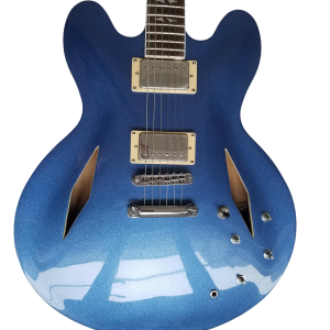 Custom Crown DG335 Pelham Blue Diamond Guitar White Pickup Rings